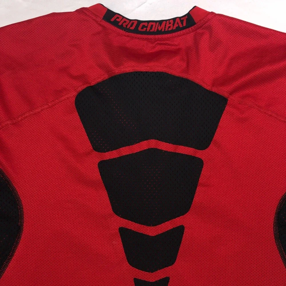 Nike Pro Combat Dri-FIT Fitted Shirt Mens Large Red Black Mesh Athletic Tee